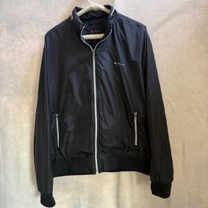 BEN SHERMAN Bomber Jacket Black Nylon Full Zip-Size XXL